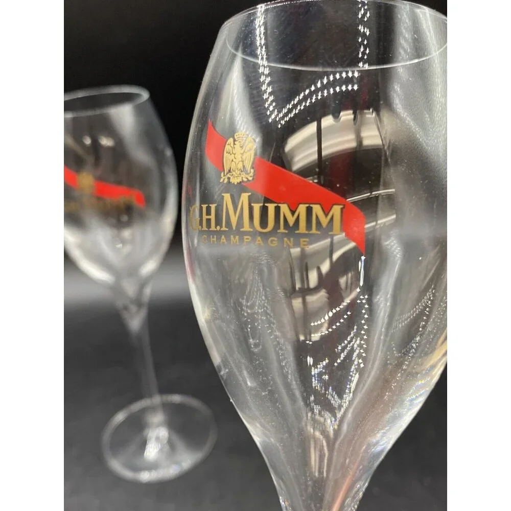 Lehmann G.H. Mumm Champagne Glasses Flutes Lot of 2 Vintage READ